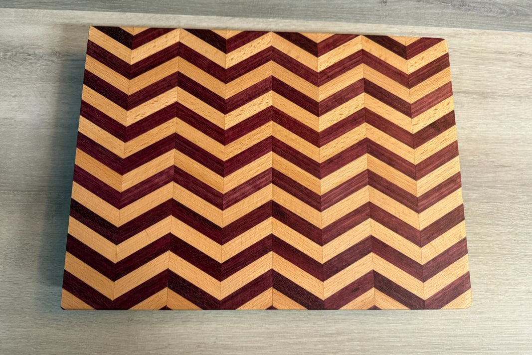 Maple & Purple Heart Herringbone Cutting Board