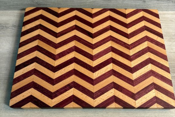Maple & Purple Heart Herringbone Cutting Board