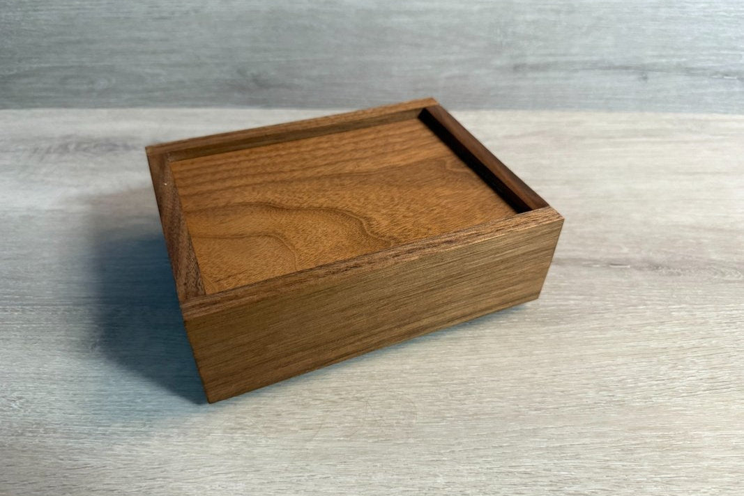 Walnut Keepsake Box with Sliding Lid