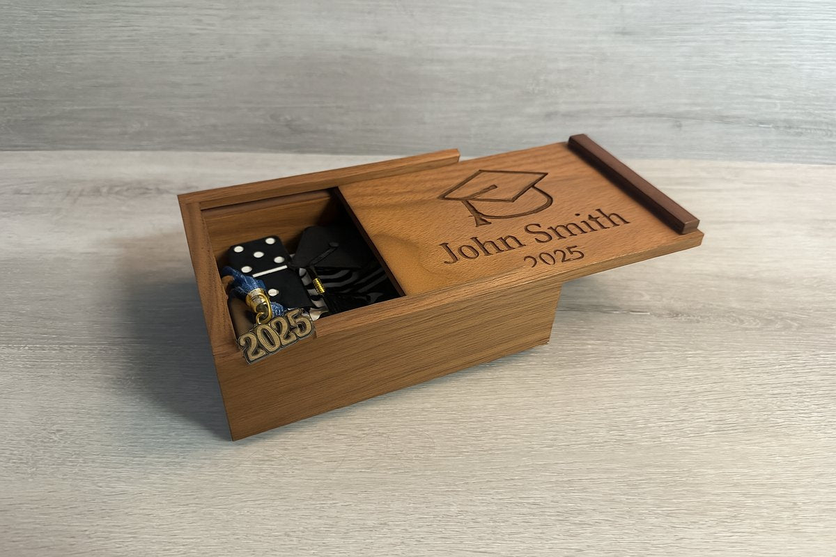 Walnut Keepsake Box with Sliding Lid
