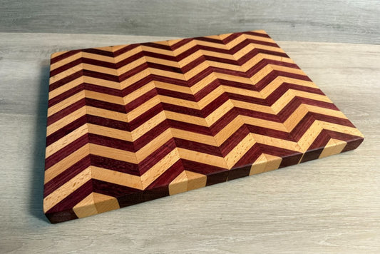 Maple & Purple Heart Herringbone Cutting Board