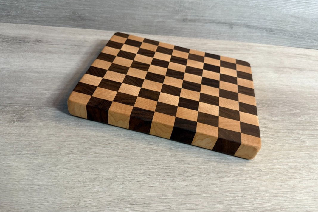 Maple & Walnut End Grain Checker Cutting Board