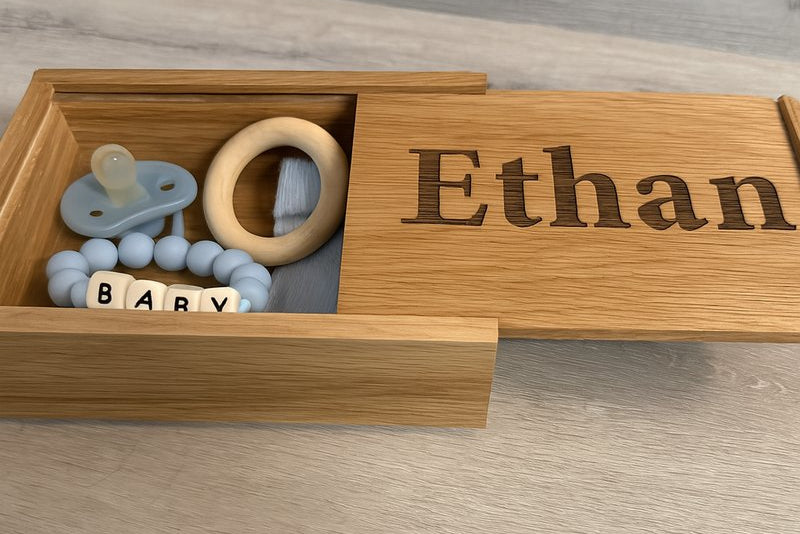 White Oak Keepsake Box with Sliding Lid